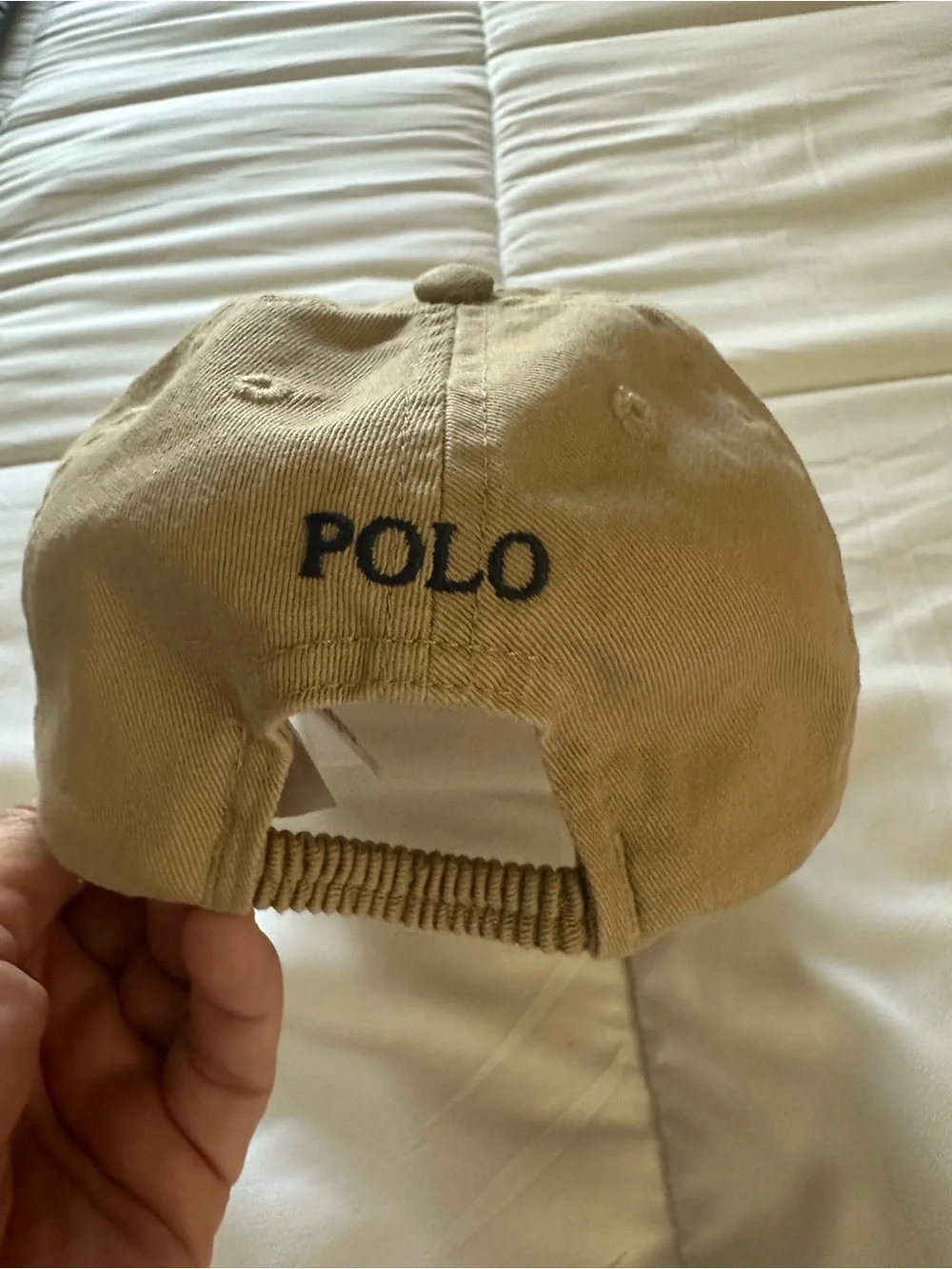 Ralph Lauren Khaki Cap with Navy Blue Script Label